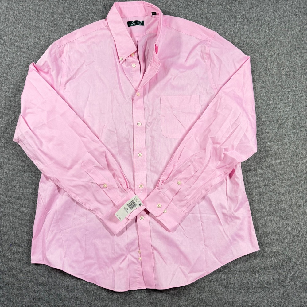 Nwt Lauren Ralph Lauren Mens Pink Stretch Dress Shirt 17.5 36/37 XL